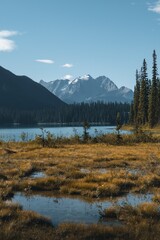 Emerald lake in the mountains