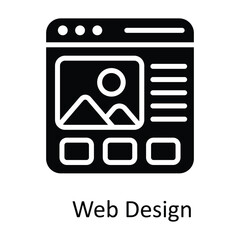 Web Design  Vector Solid Icon Design illustration. Seo and web Symbol on White background EPS 10 File