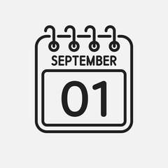 Icon page calendar day - 1 September
