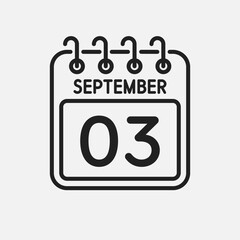 Icon page calendar day - 3 September