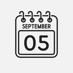 Icon page calendar day - 5 September