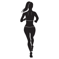 Girl Running Vector Silhouette, black and white vector silhouette