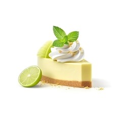 Key Lime Pie delicious dessert isolated on white background. Generative AI