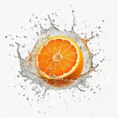 Orange fresh fruit in water splash isolated on white background. Generative AI