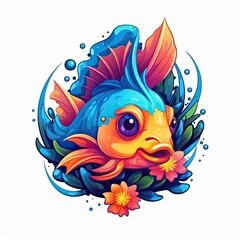 Fototapeta na wymiar Catfish cute character illustration. Generative AI