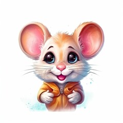 Mouse cute character illustration. Generative AI