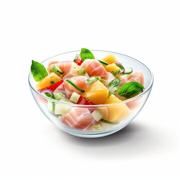 Ceviche delicious food isolated on white background. Generative AI