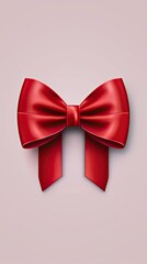 Decorative red bow with horizontal red ribbon. Generative AI