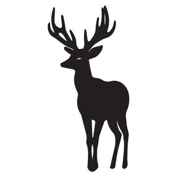 This is a Deer vector Silhouette, Deer silhouette vector, deer black and white vector
