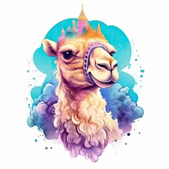 Camel cute character illustration. Generative AI