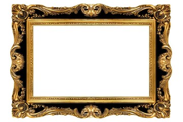 Vintage Beauty. Gold and black Frame with Intricate Decorations on a White Background. isolated