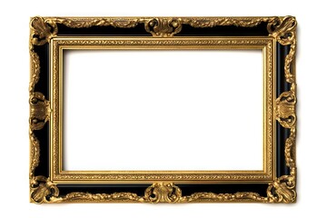 Vintage Beauty. Gold and black Frame with Intricate Decorations on a White Background. isolated