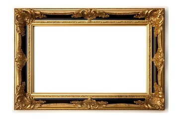 Vintage Beauty. Gold and black Frame with Intricate Decorations on a White Background. isolated