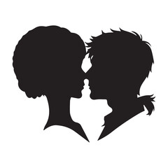 A romantic Couple Vector Face to face silhouette.