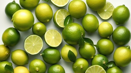 Lime with white background top view Created With Generative AI Technology