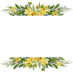 Watercolor Yellow Floral Frame Clipart