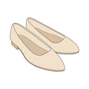recommend clip art: Beige ballet flat shoes sketch illustration on white background