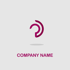 Naklejka premium Minimalistic logo icon design and company name isolated on a gray background