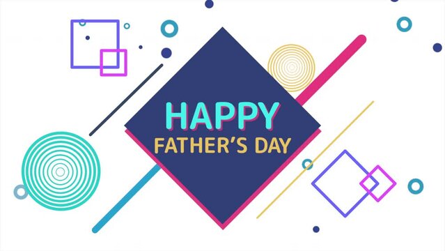 Fathers Day with colorful memphis geometric pattern, motion abstract holidays, retro and business style background