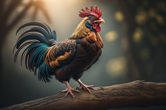 An image of AI generative of portrait of a rooster