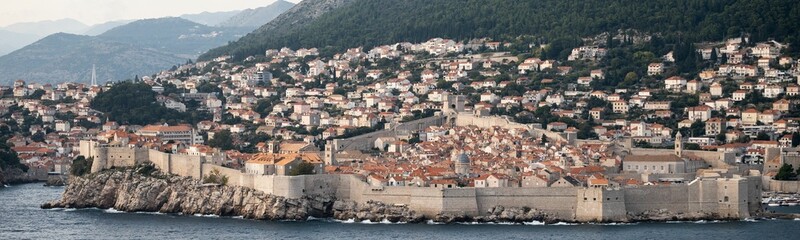 Fototapeta na wymiar Panoramic view of the cityscape of Dubrovnik from the Adriatic Sea, Croatia