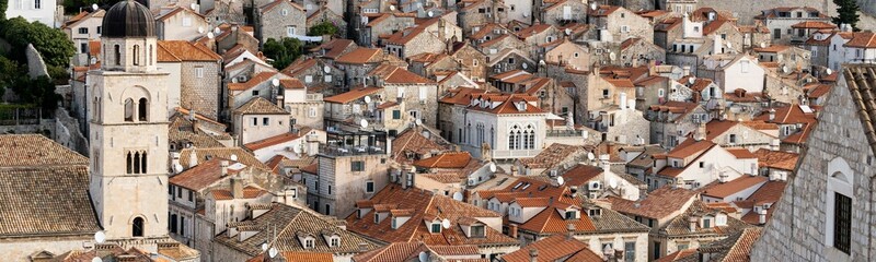 Fototapeta premium Panoramic view on the old town with the Franciscan church on Dubrovnik in Croatia