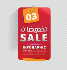 Digital illustration of a red sale sign infographic