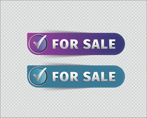 Sale themed vector with for sale text on blue and purple panels