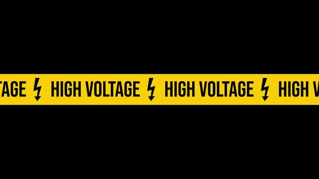 The 4K animation depicts a High Voltage sign symbol in motion, warning of electrical hazards and promoting safety.