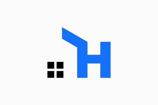 initial letter h with home logo vector premium template