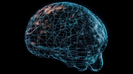 Concept of an Active Human Brain on a Dark Background Generative AI