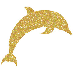 Golden dolphin glitter on transparent background. Dolphin icon. Design for decorating,background, wallpaper, illustration


