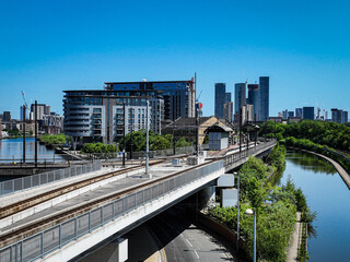 Main Railway Arterial Route into Downtown Manchester with Manchester Ship Canal 