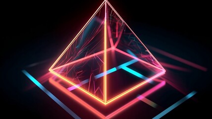 Fototapeta na wymiar abstract geometric background with neon lights Generative AI