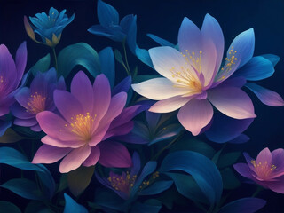 Fantasy elegant flowers, beautiful floral background, Generative AI Illustration.