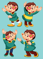  Isolated character with expression monkey in human poses by the greatest graphics