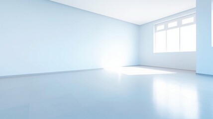 Light blue empty wall and smooth floor Generative AI