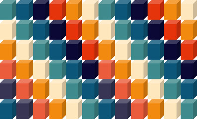 Obraz premium abstract vintage color background, red green yellow Blue Blocks Wall Geometric background. 3d Render Illustration checkerboard style 