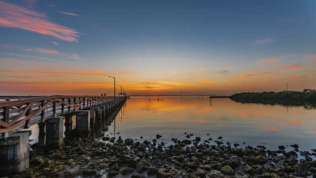 Ballast Point Park pair Tampa Florida at sunrise
