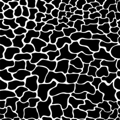 Panda skin texture, black and white spot seamless pattern. Animal print. Vector stains background