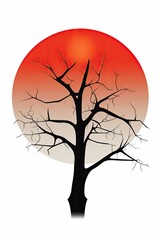 Silhouette of a tree in front of a sunset, generative ai