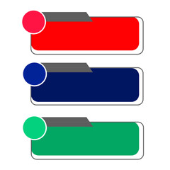 Set of Text Boxes Red blue and green png 