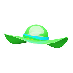 Head accessory element in modern. summer hat, beach hat with wide brim fashion style, cartoon design, patch, badge, emblem.