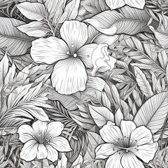 Generative AI Hand drawn flowers and leaves pattern. Vector illustration