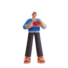 3D Character Illustration Send Heart