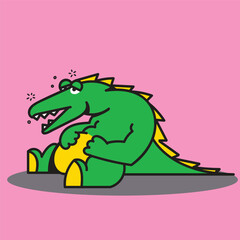 Obraz premium Cute Alligator Drunk Vector Illustration