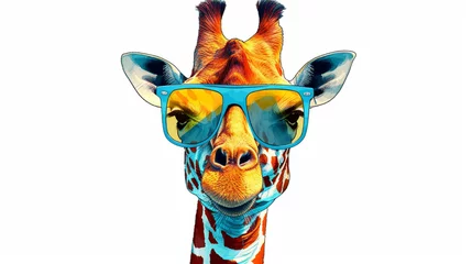 Gordijnen Lustige Giraffe mit Sonnenbrille - Illustration © PhotoArtBC