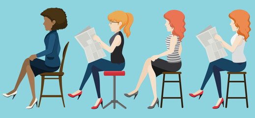 Faceless girls sitting down vector by the greatest graphics