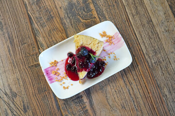 Blueberry crumble cheesecake, top view