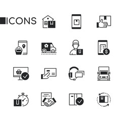 Online shopping and orders - set of line design style icons